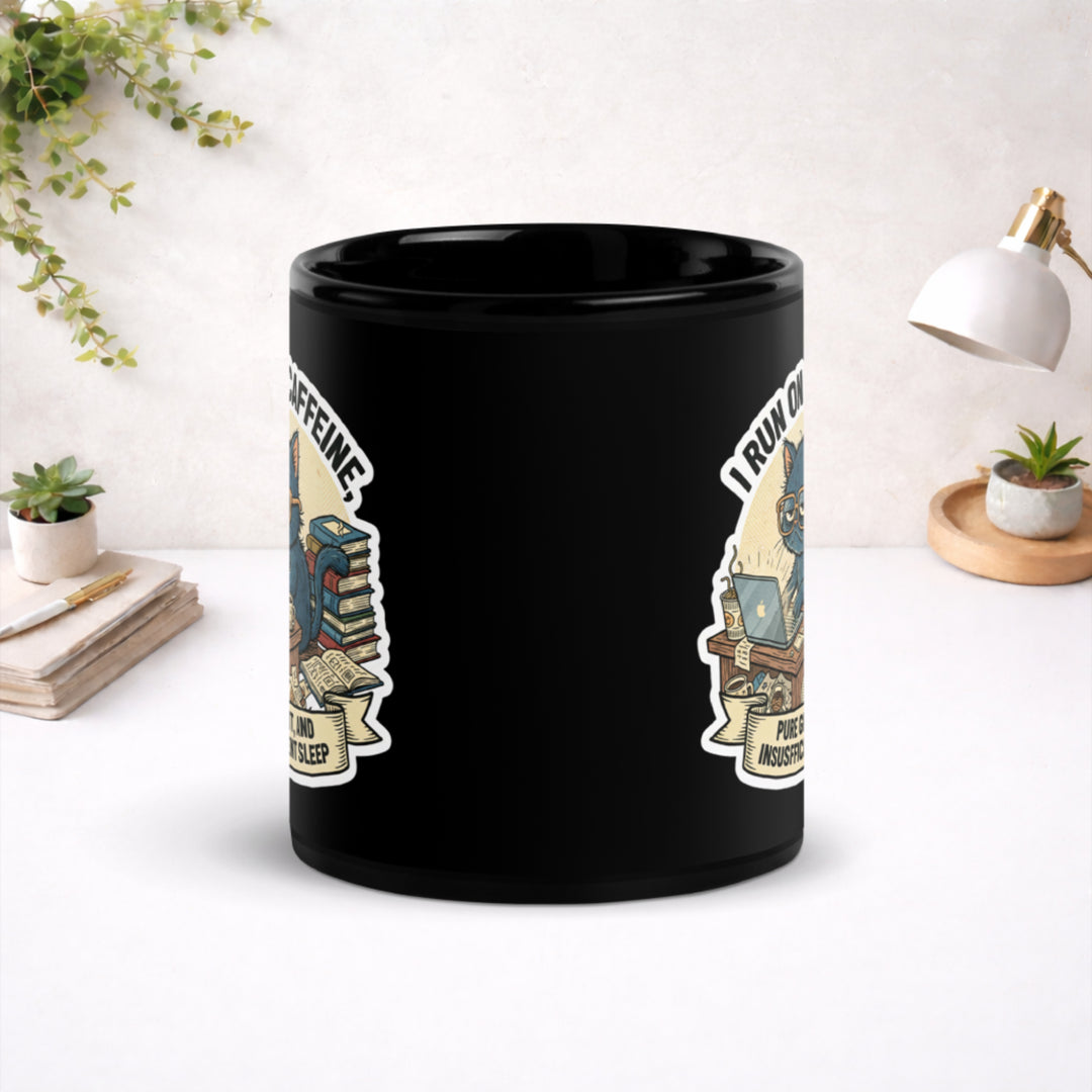 Pure Grit, Insufficient Sleep - Black Glossy Mug