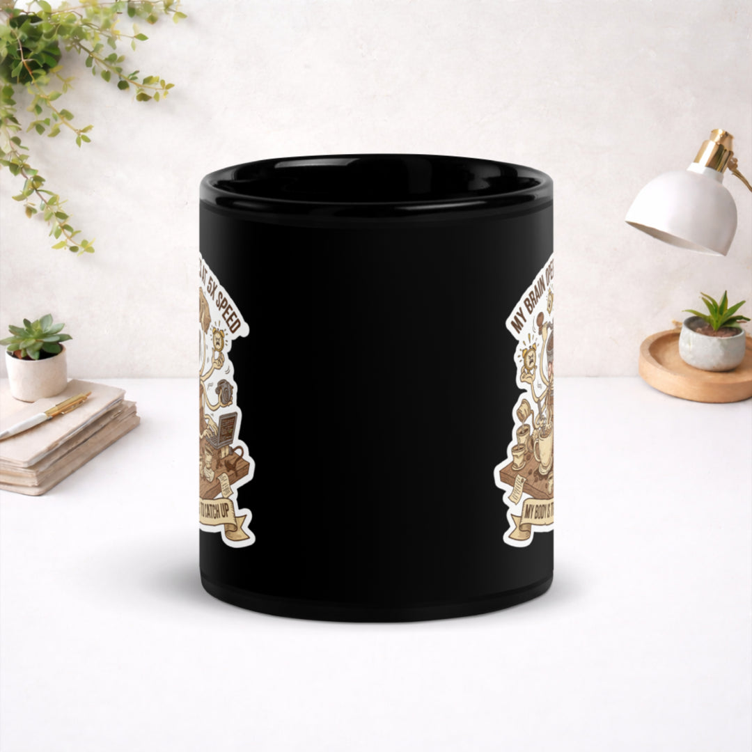 Caffeinated Beyond Human Limits - Black Glossy Mug