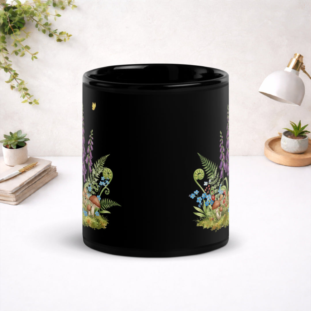 Bellflowers at Dusk - Black Glossy Mug