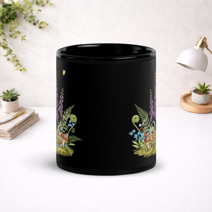 Bellflowers at Dusk - Black Glossy Mug