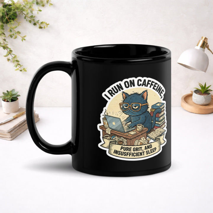 Pure Grit, Insufficient Sleep - Black Glossy Mug