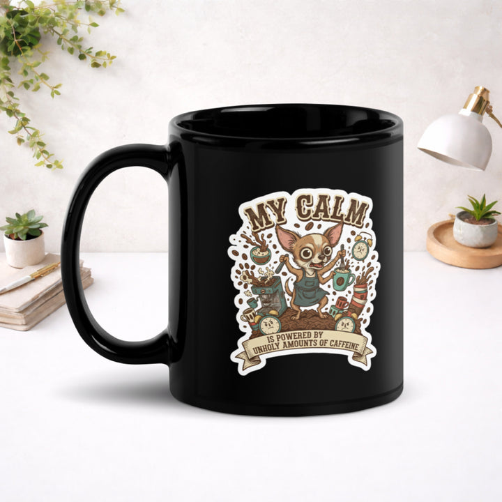 Overcaffeinated but Operational - Black Glossy Mug