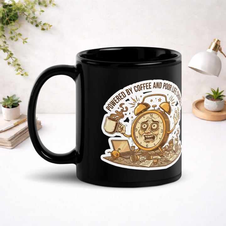 Caffeine, Chaos, Repeat  - Black Glossy Mug
