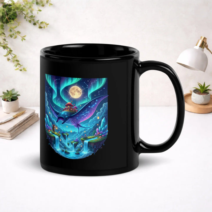 Celestial Manta Haven - Black Glossy Mug