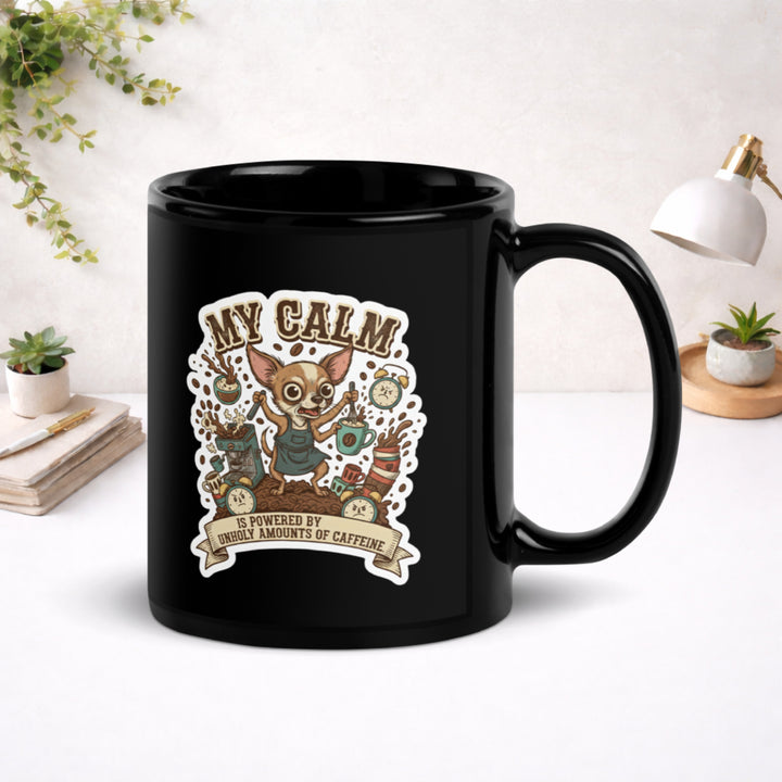 Overcaffeinated but Operational - Black Glossy Mug
