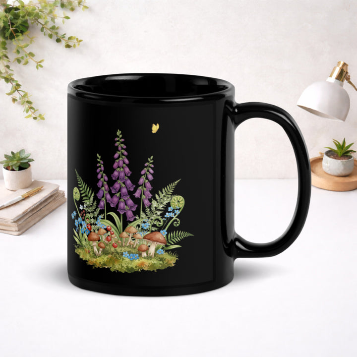 Bellflowers at Dusk - Black Glossy Mug