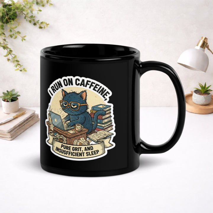 Pure Grit, Insufficient Sleep - Black Glossy Mug