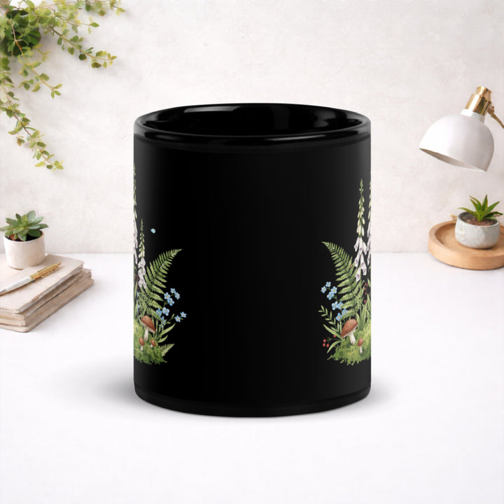 Bellflowers in Soft Light - Black Glossy Mug