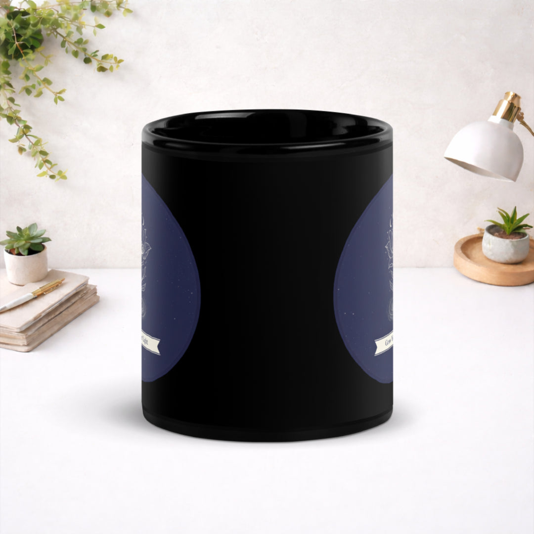 Celestial Flower - Black Glossy Mug