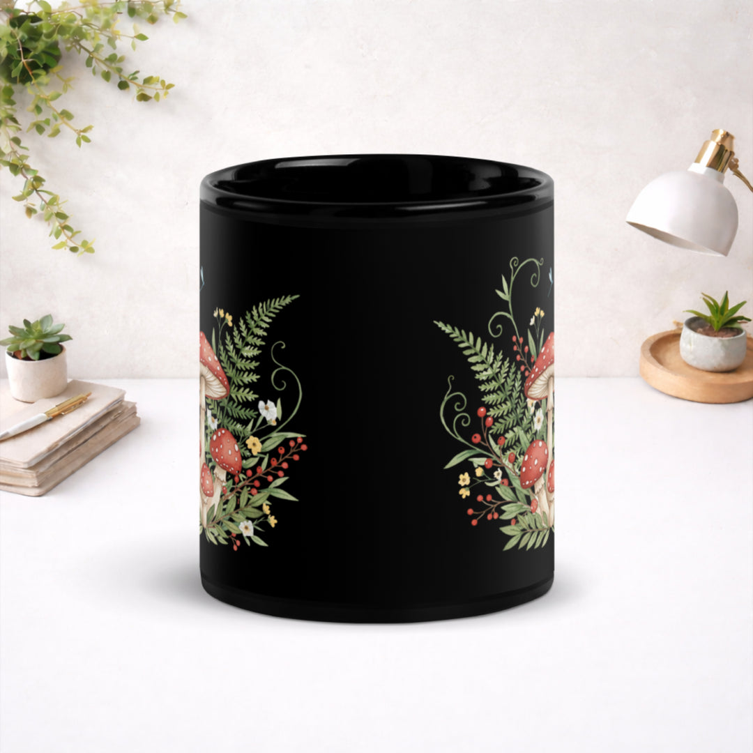 Beneath the Red Cap Canopy - Black Glossy Mug