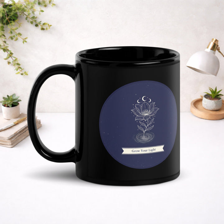 Celestial Flower - Black Glossy Mug