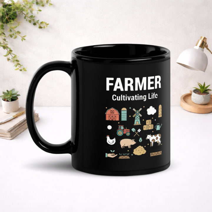 Farmer - Black Glossy Mug