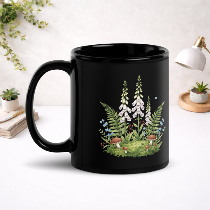 Bellflowers in Soft Light - Black Glossy Mug