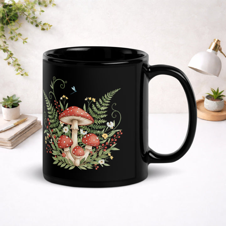 Beneath the Red Cap Canopy - Black Glossy Mug