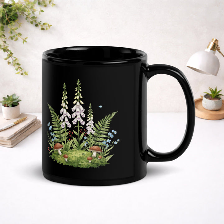 Bellflowers in Soft Light - Black Glossy Mug