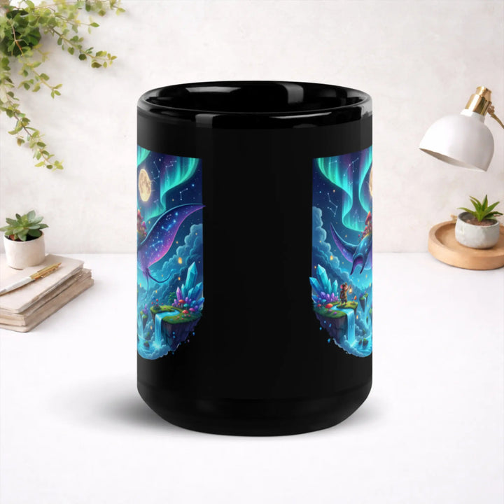 Celestial Manta Haven - Black Glossy Mug
