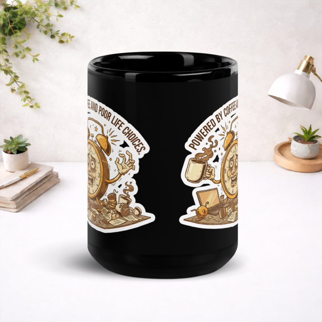 Caffeine, Chaos, Repeat  - Black Glossy Mug