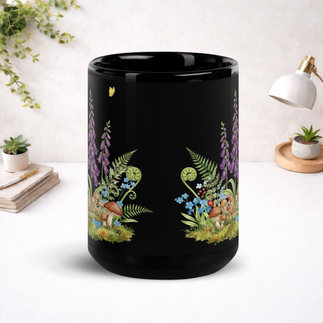 Bellflowers at Dusk - Black Glossy Mug