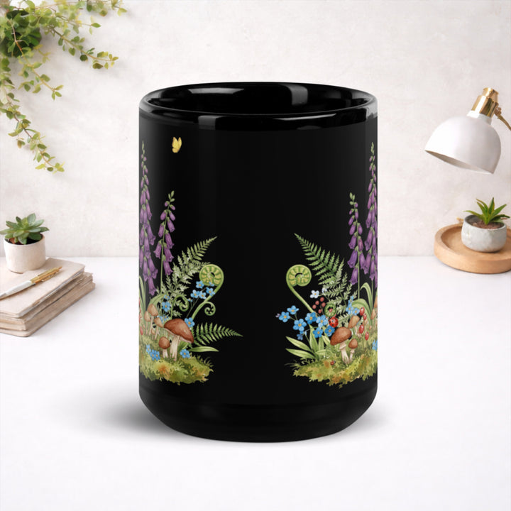 Bellflowers at Dusk - Black Glossy Mug