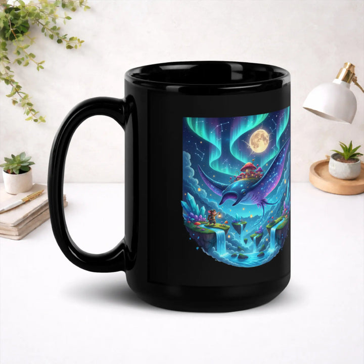 Celestial Manta Haven - Black Glossy Mug
