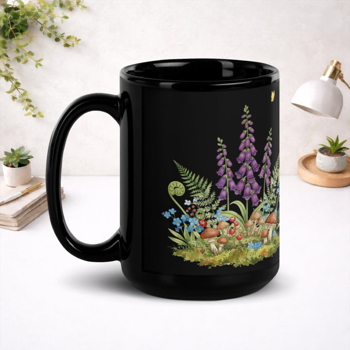 Bellflowers at Dusk - Black Glossy Mug