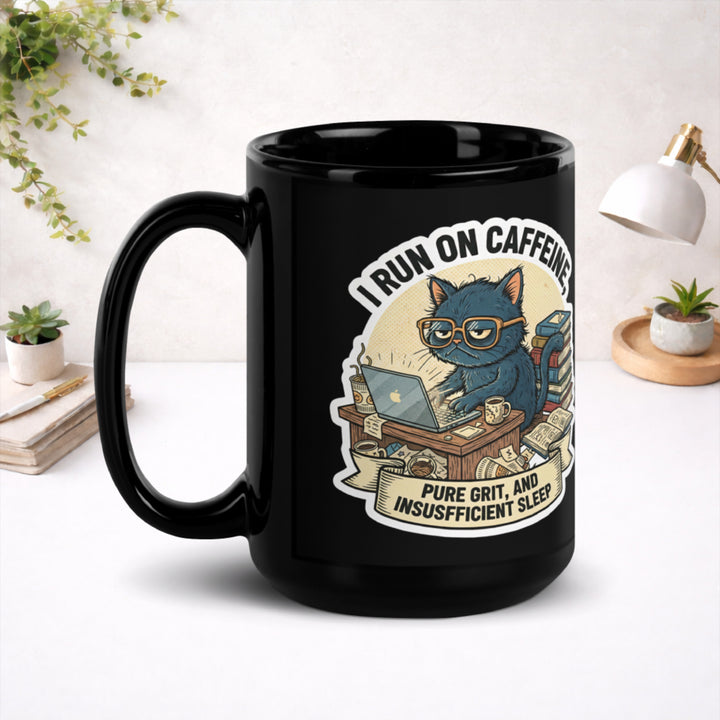 Pure Grit, Insufficient Sleep - Black Glossy Mug