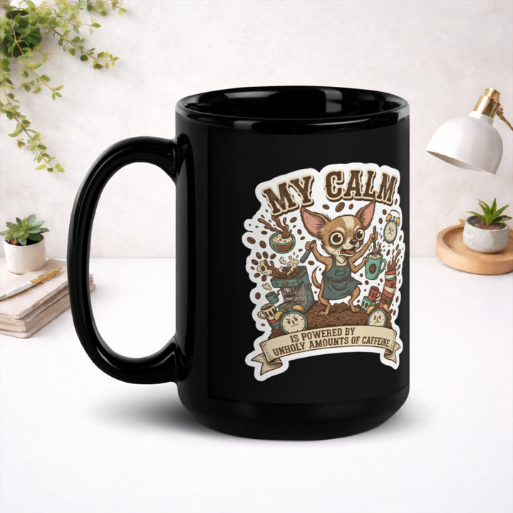 Overcaffeinated but Operational - Black Glossy Mug