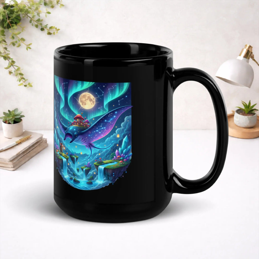 Celestial Manta Haven - Black Glossy Mug