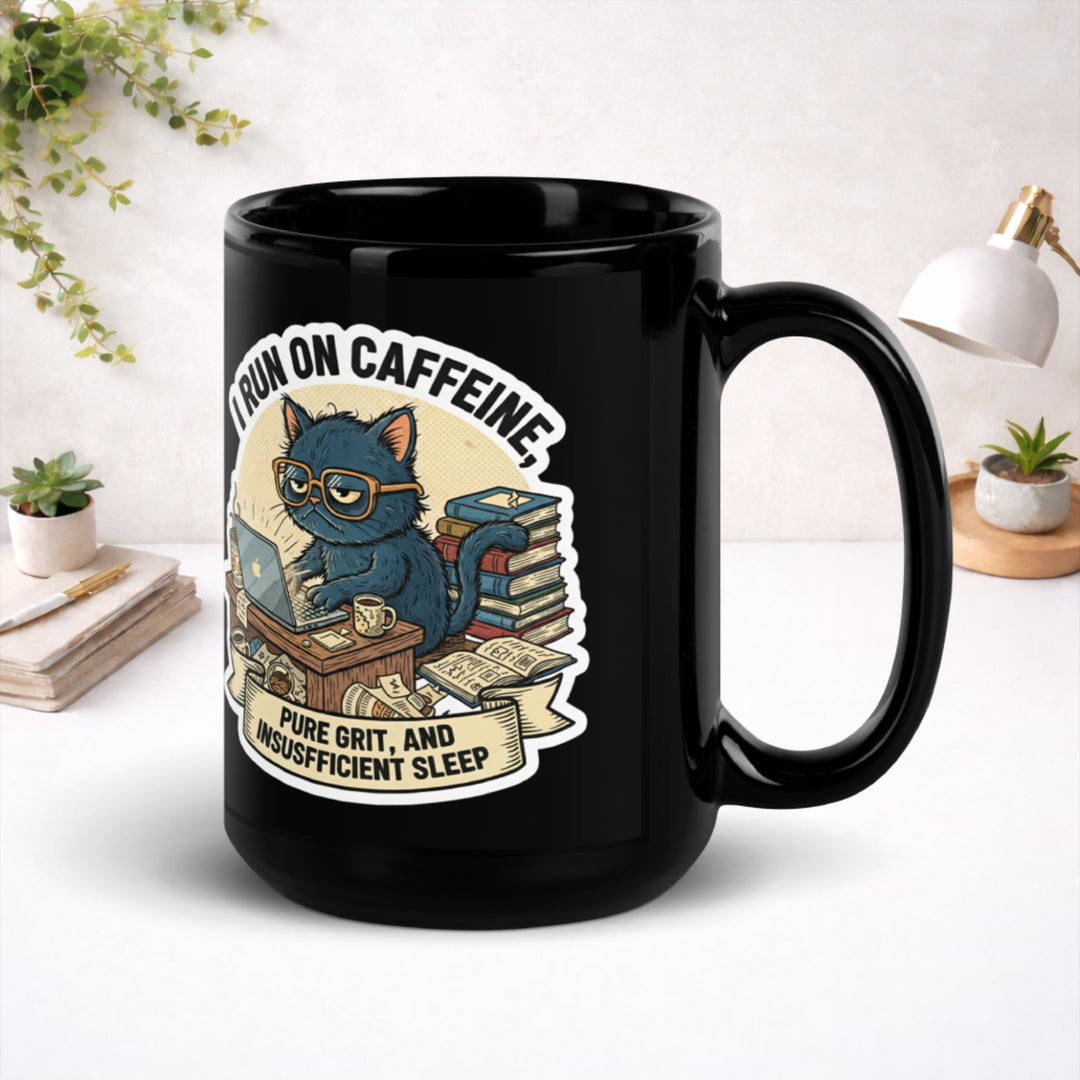 Pure Grit, Insufficient Sleep - Black Glossy Mug