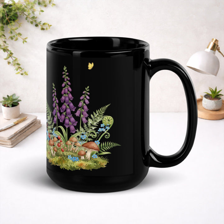 Bellflowers at Dusk - Black Glossy Mug