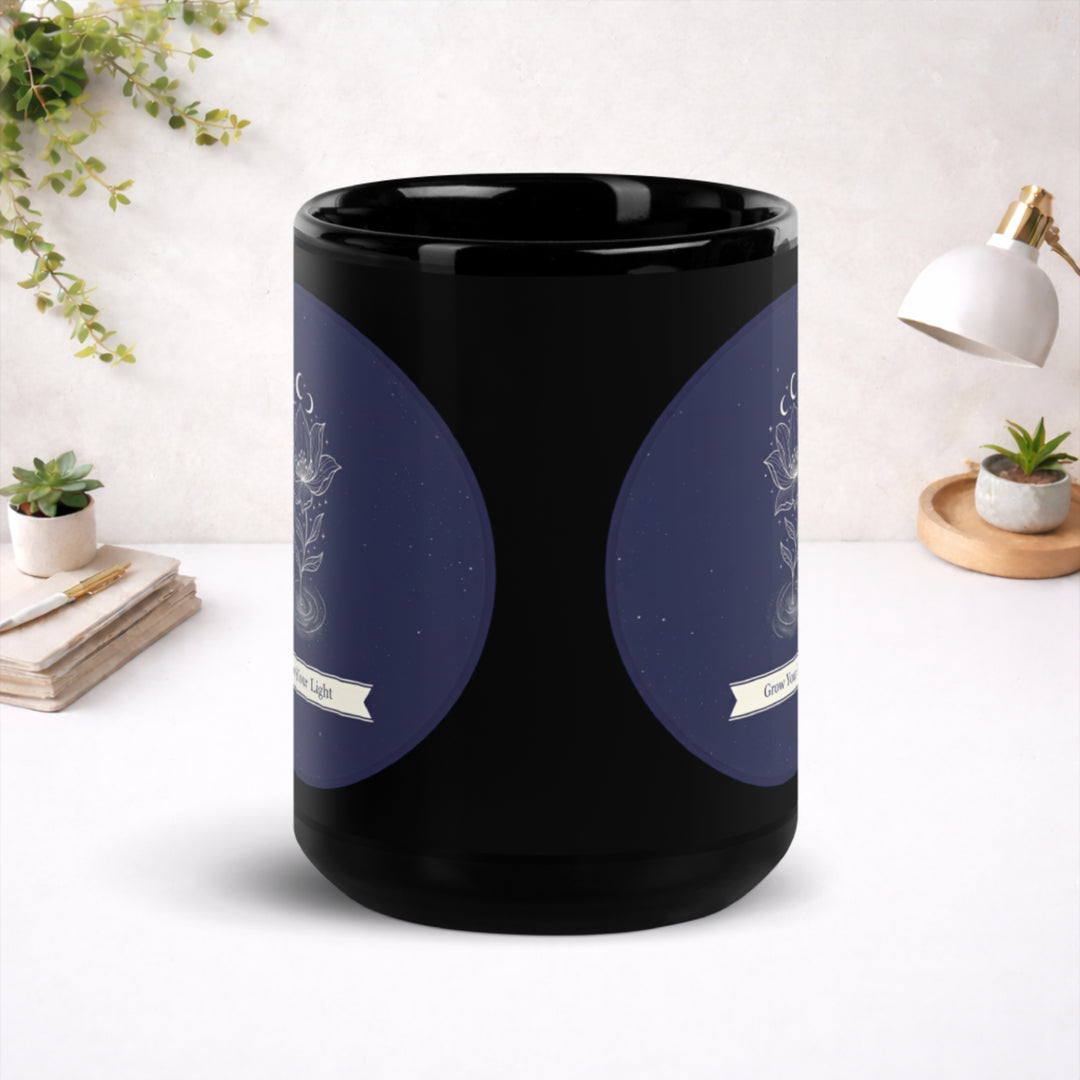 Celestial Flower - Black Glossy Mug