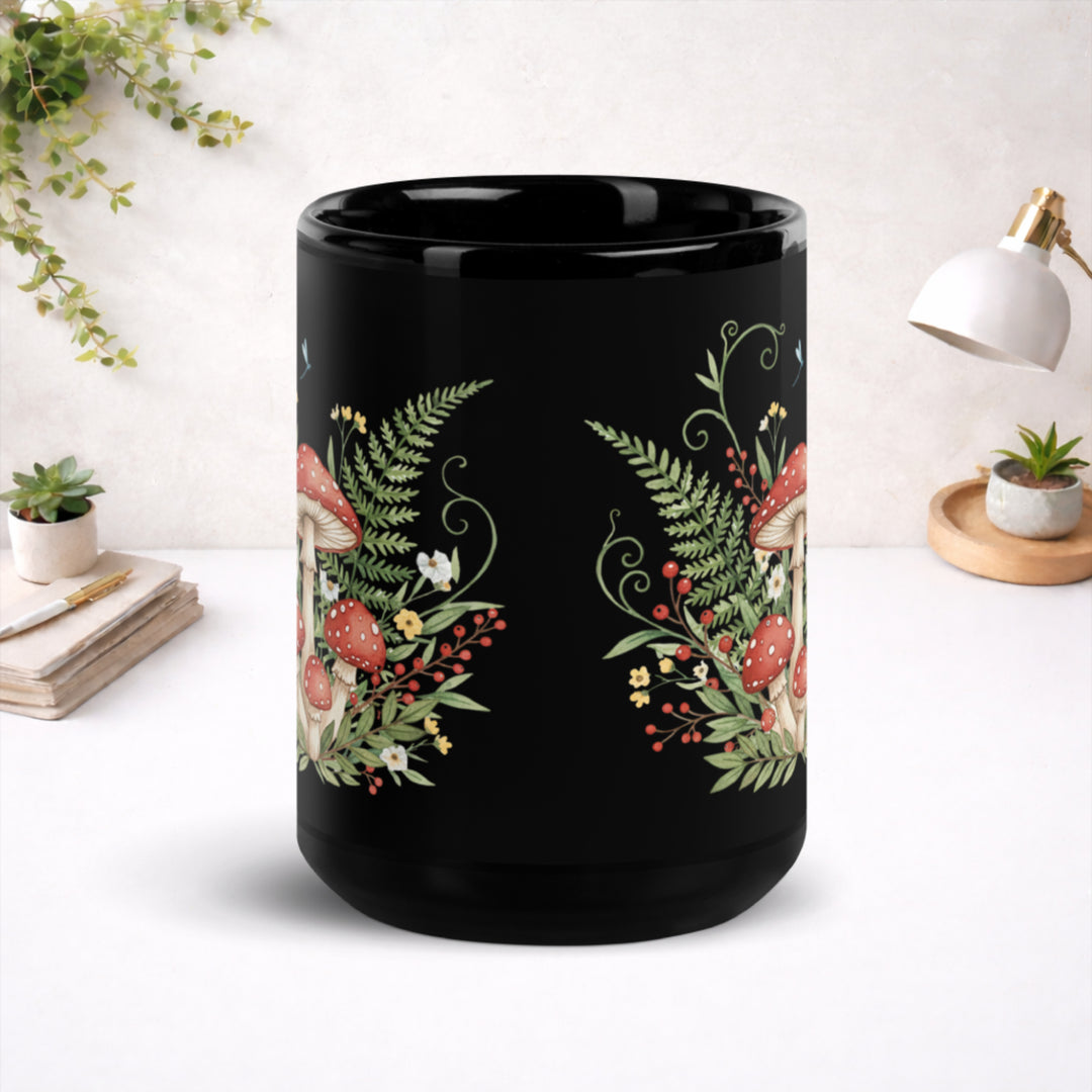 Beneath the Red Cap Canopy - Black Glossy Mug