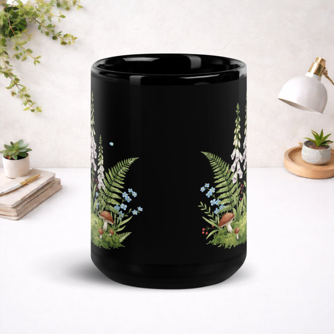 Bellflowers in Soft Light - Black Glossy Mug