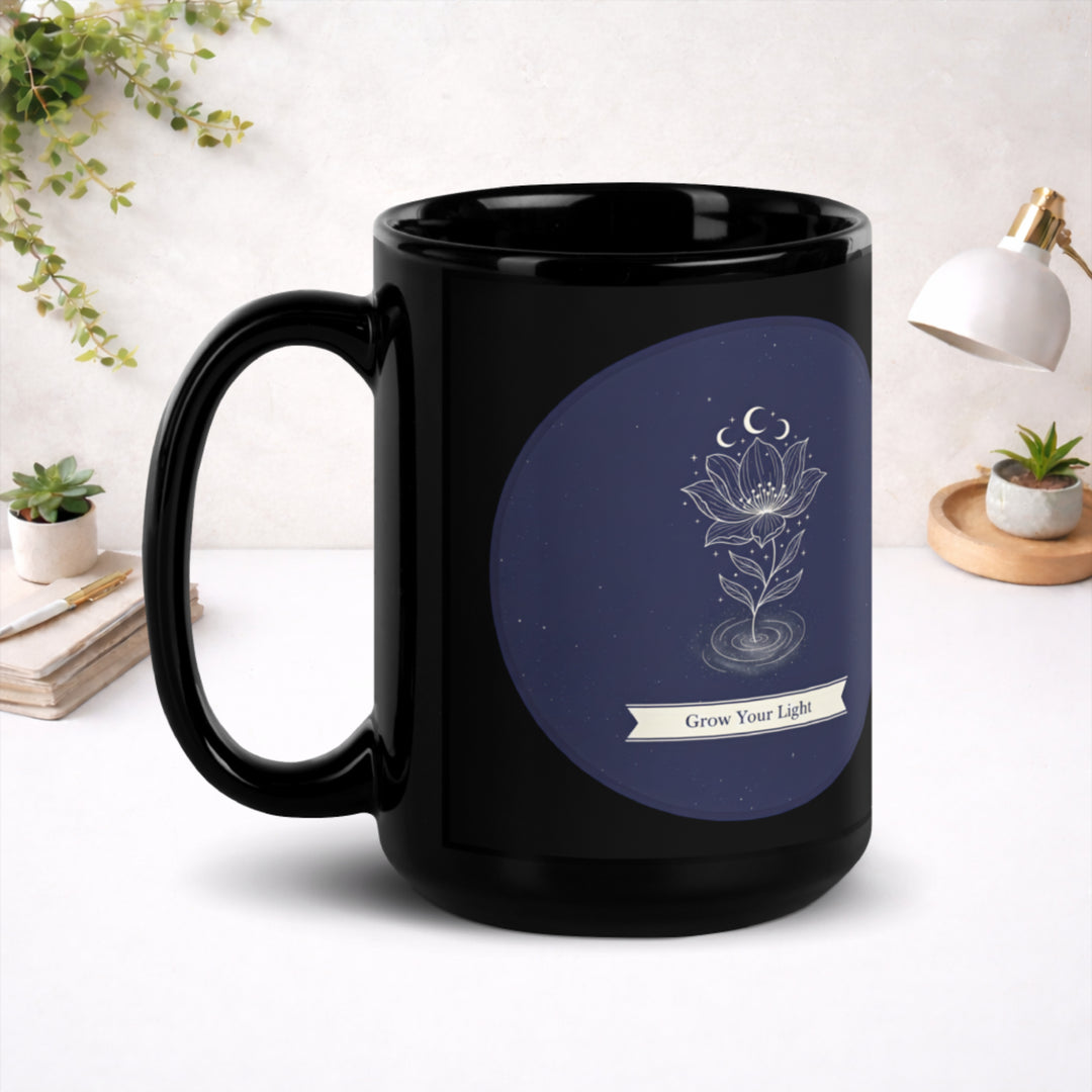 Celestial Flower - Black Glossy Mug