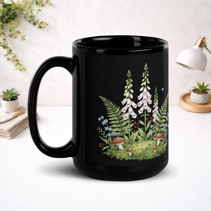 Bellflowers in Soft Light - Black Glossy Mug