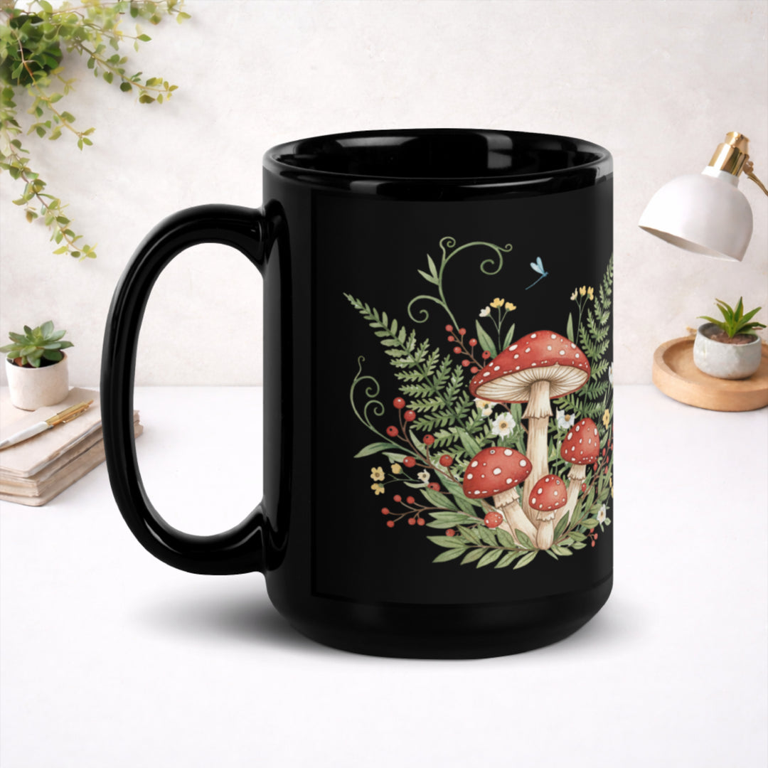 Beneath the Red Cap Canopy - Black Glossy Mug