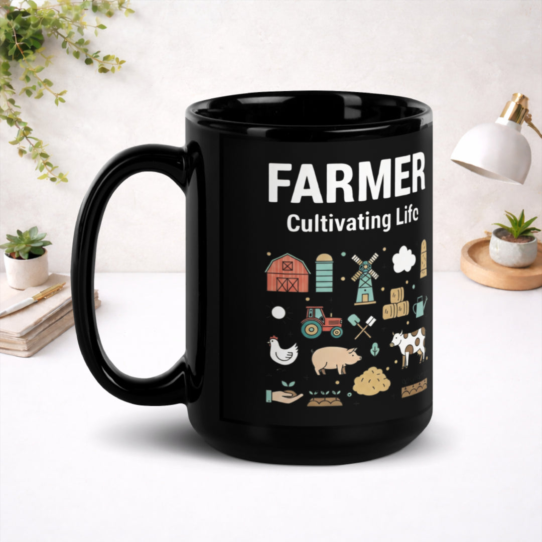 Farmer - Black Glossy Mug