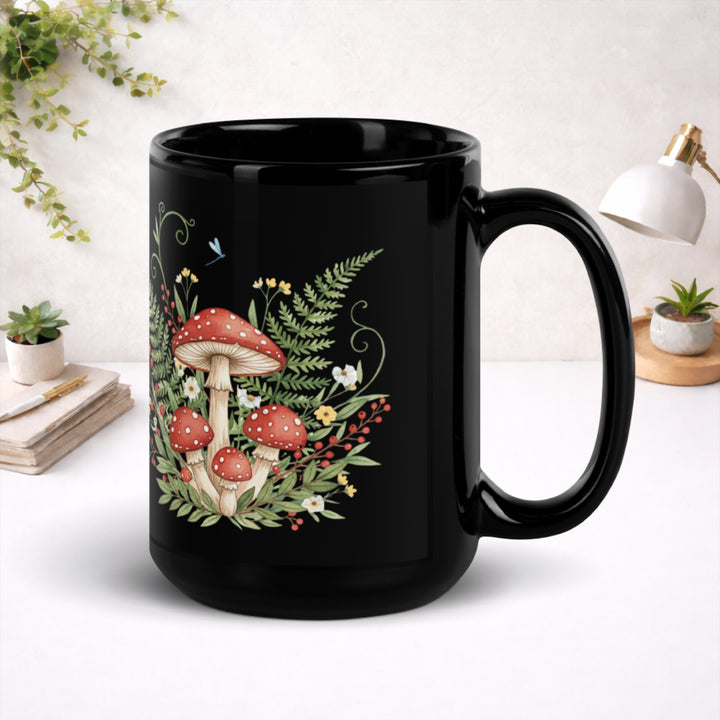 Beneath the Red Cap Canopy - Black Glossy Mug