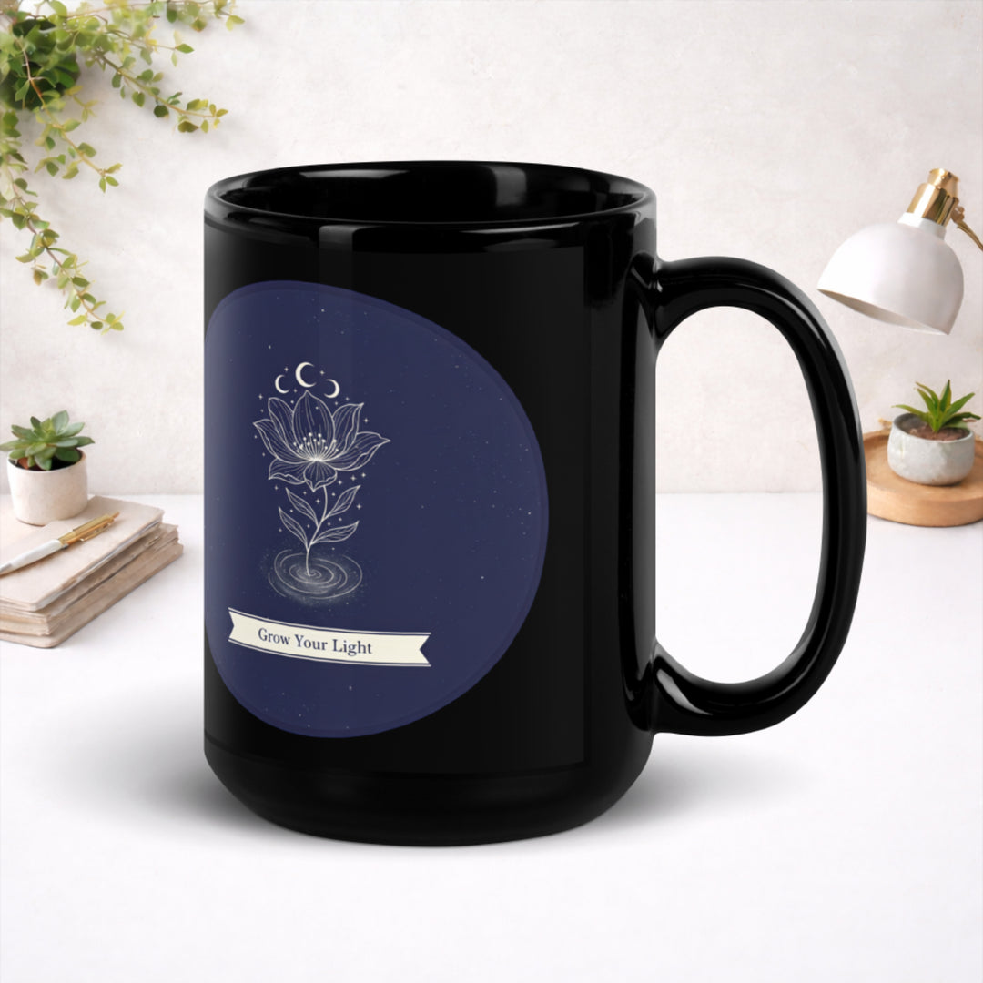 Celestial Flower - Black Glossy Mug