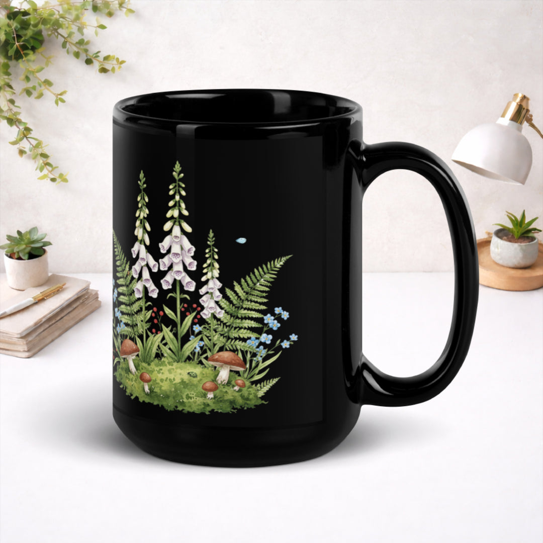 Bellflowers in Soft Light - Black Glossy Mug