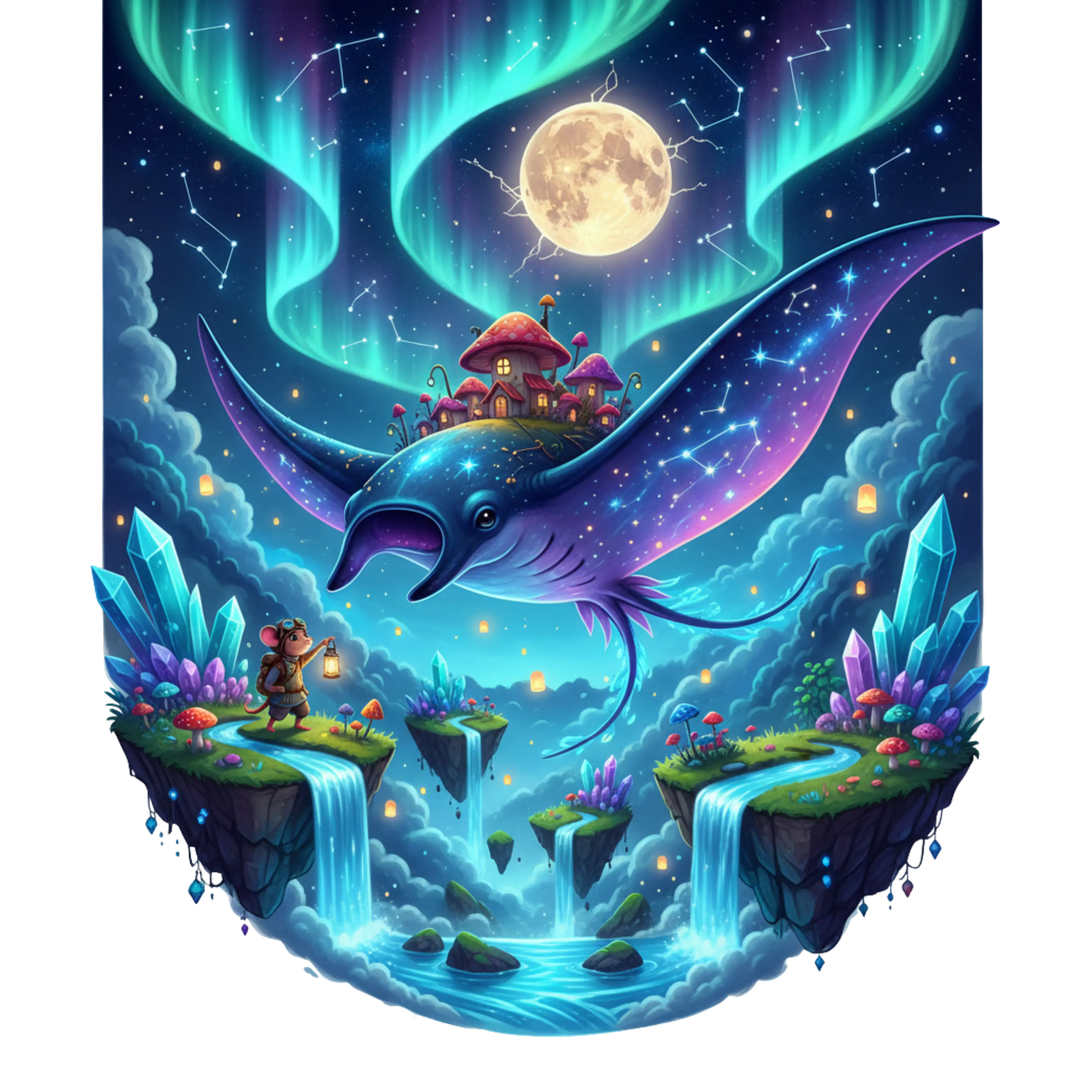 Celestial Manta Haven - Black Glossy Mug