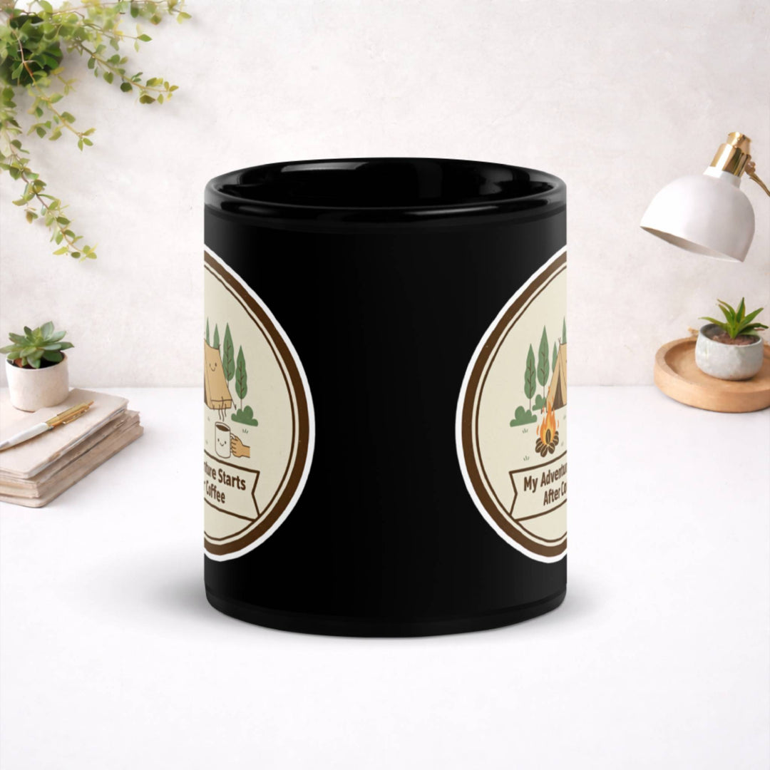 No Trails Before Coffe - Black Glossy Mug