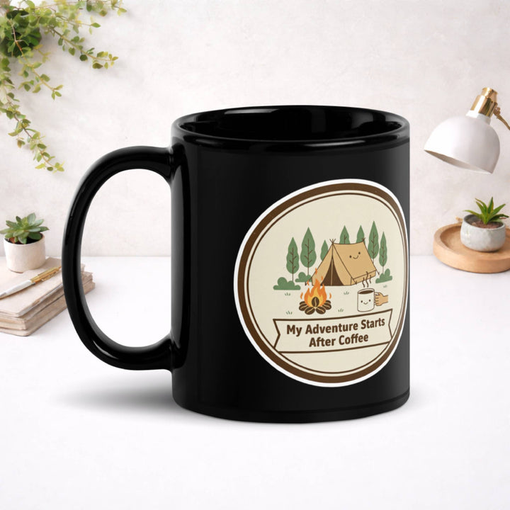 No Trails Before Coffe - Black Glossy Mug