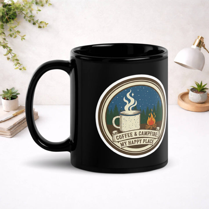 Nature Called. I Brought Coffee. - Black Glossy Mug