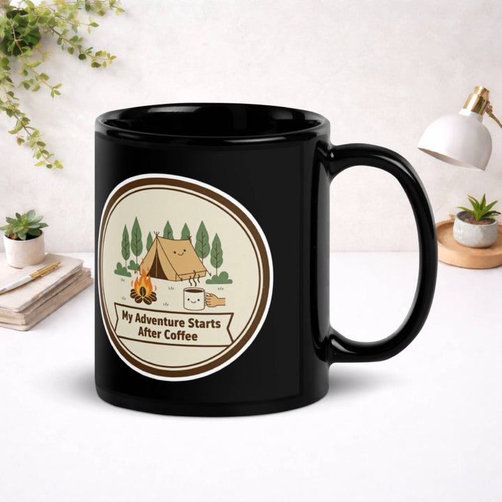 No Trails Before Coffe - Black Glossy Mug