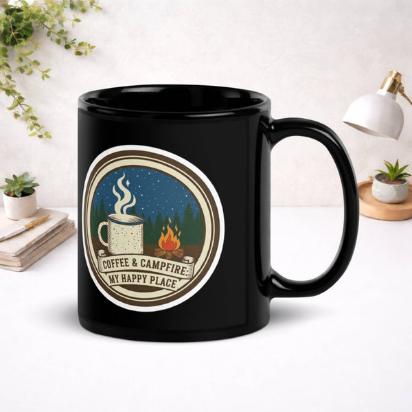 Nature Called. I Brought Coffee. - Black Glossy Mug