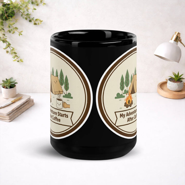 No Trails Before Coffe - Black Glossy Mug