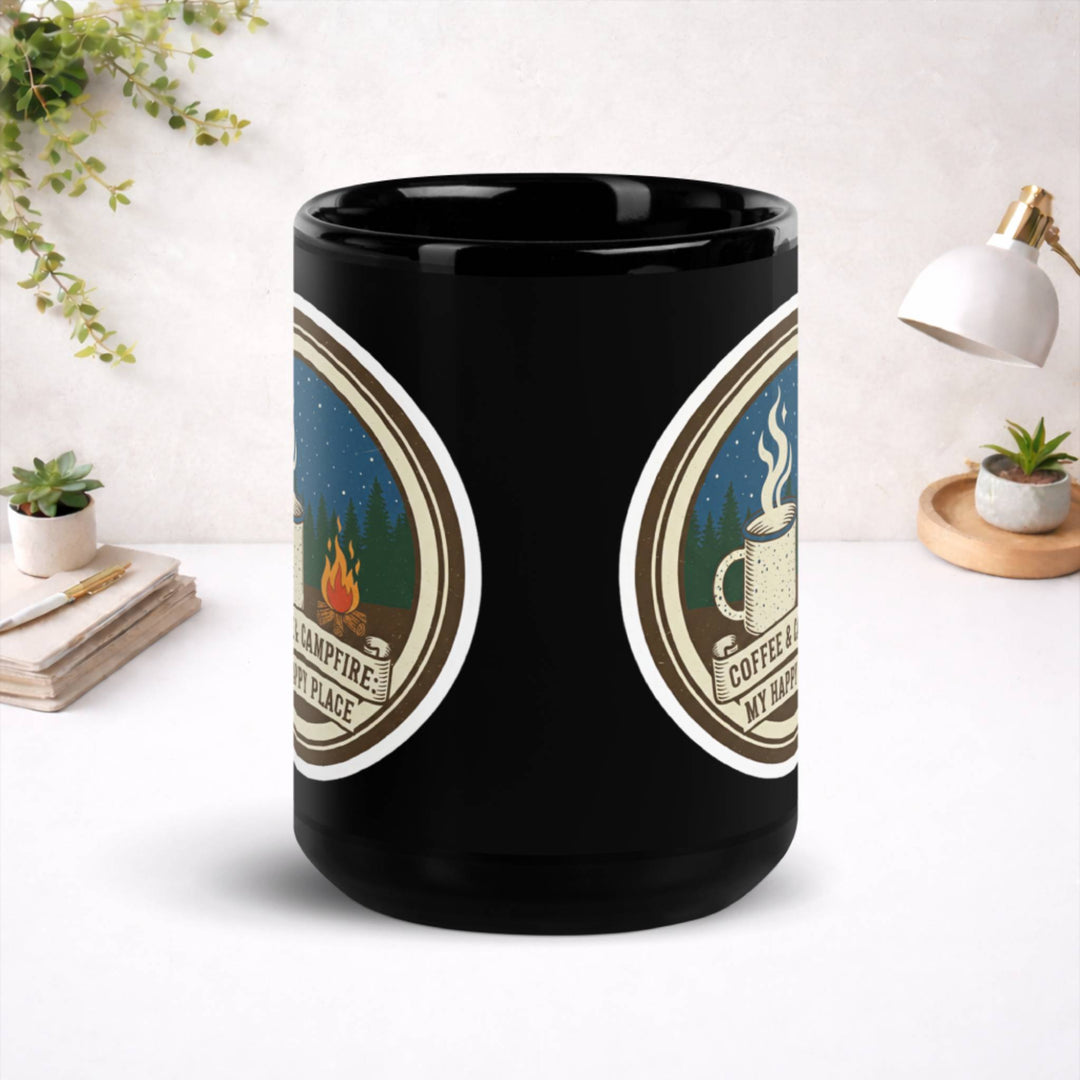 Nature Called. I Brought Coffee. - Black Glossy Mug