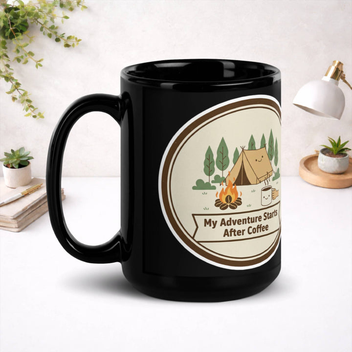 No Trails Before Coffe - Black Glossy Mug