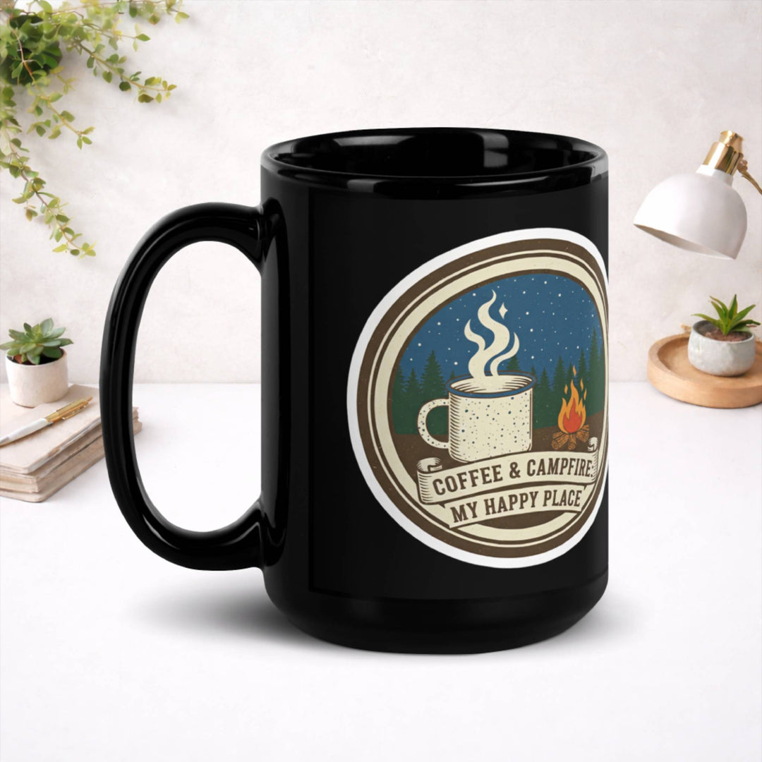 Nature Called. I Brought Coffee. - Black Glossy Mug